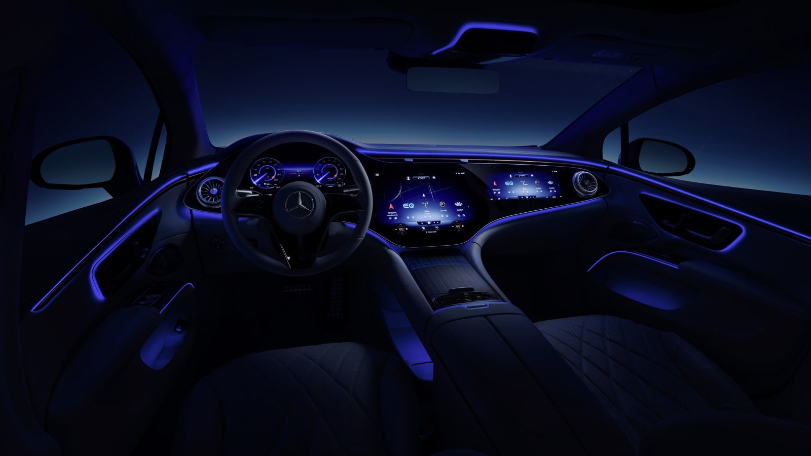 The interior of the Mercedes-Benz EQS