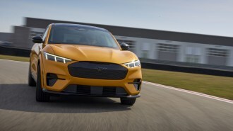 2021 Ford Mustang Mach E GT Driving Front Three Quarter