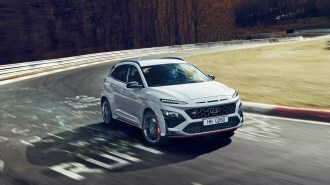 2022 Hyundai Kona N Driving Front Three Quarter