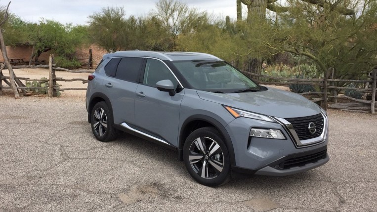 2021 Nissan Rogue in ceramic gray.