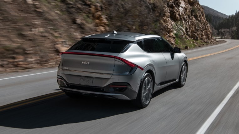2022 Kia EV6 Driving Rear Three Quarter