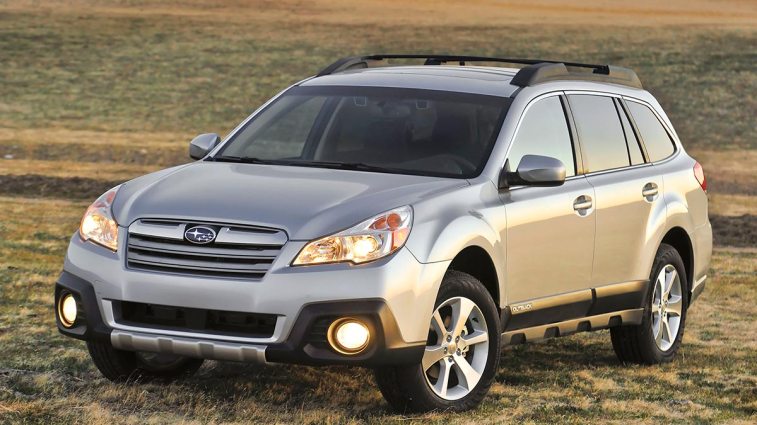 2013 Subaru Outback in silver.