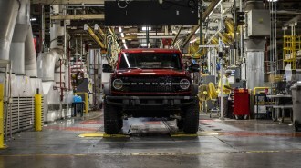 Ford Broncos rolling off a factory line