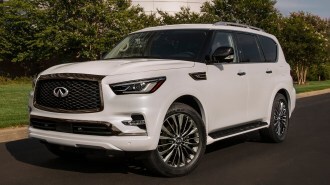 2021 Infiniti QX80 in white, parked