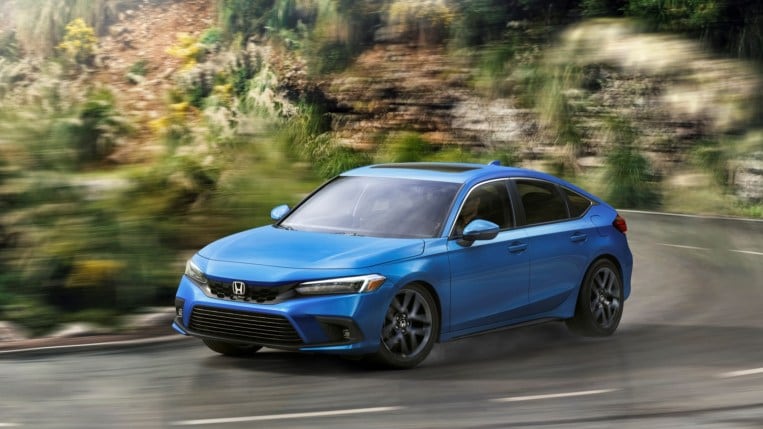 2022 Honda Civic Hatchback Driving Front Three Quarter