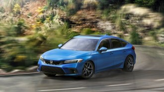 2022 Honda Civic Hatchback Driving Front Three Quarter