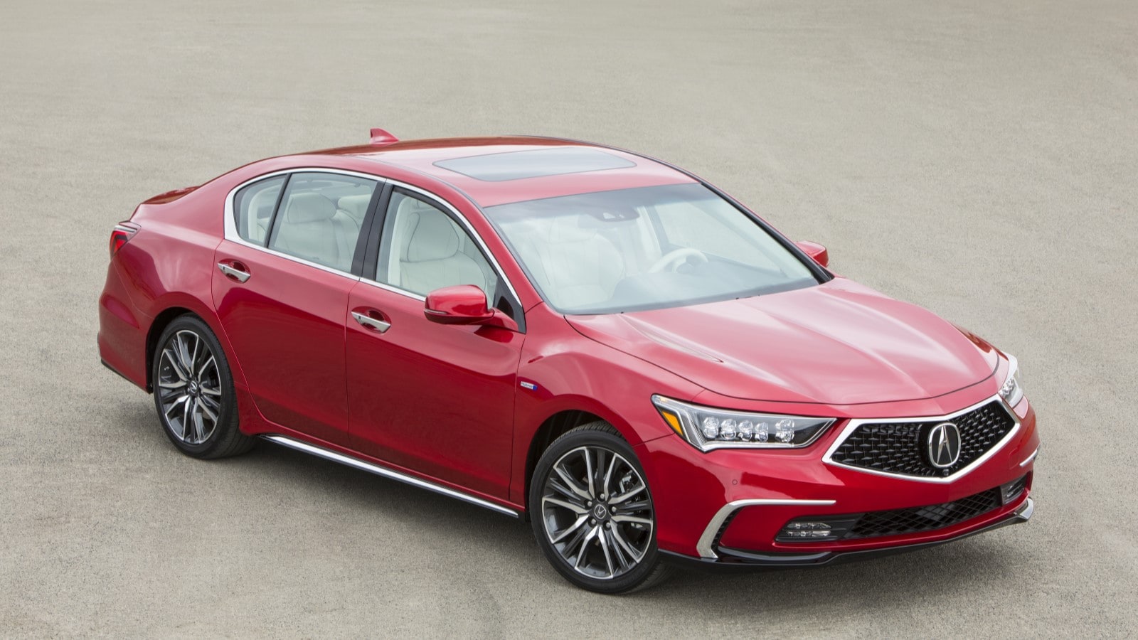 The 2020 Acura RLX seen from an overhead front quarter angle