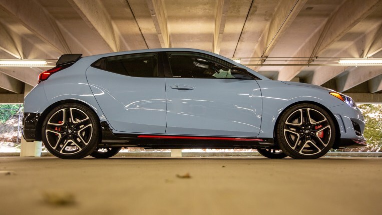 2021 Hyundai Veloster N profile in blue