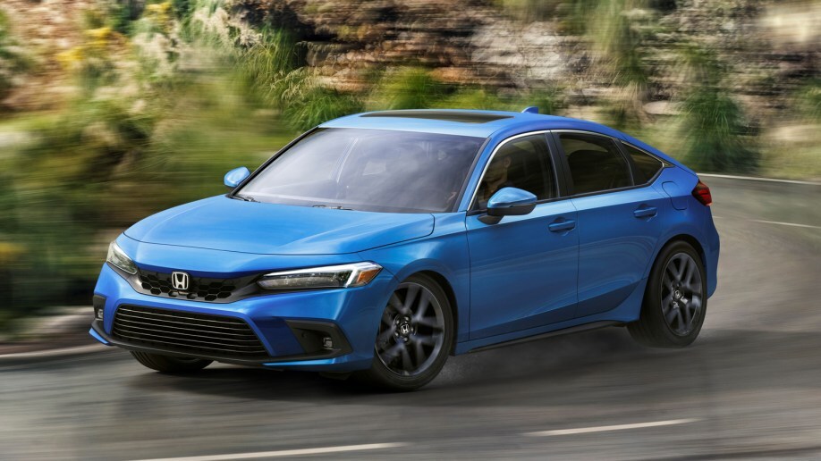 2022 Honda Civic Hatchback driving on mountain road