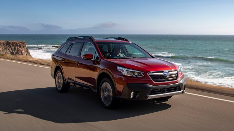 2022 Subaru Outback in red.