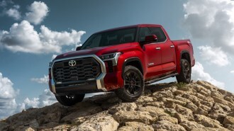 2022 Toyota Tundra Driving Front Three Quarter Low Angle