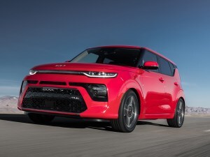 2022 Kia Soul in red.