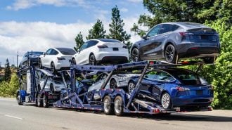 Car Delivery Truck with Tesla Cars