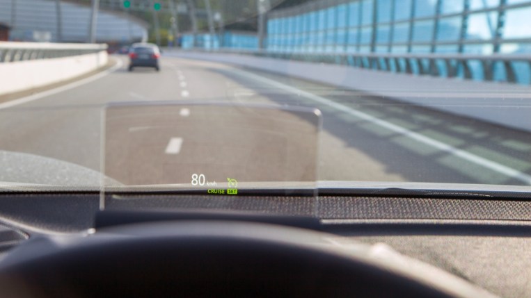 Heads-up display in a car