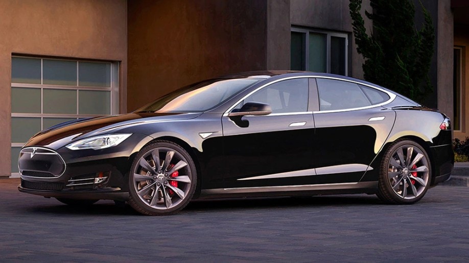 2015 Tesla Model S in black.