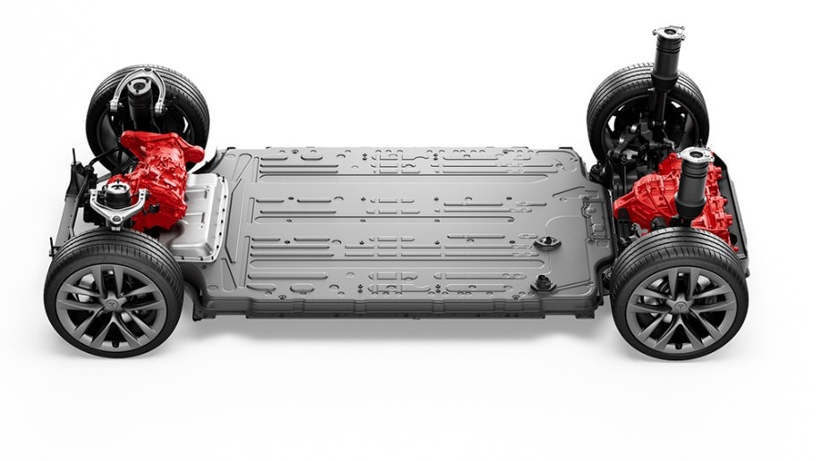 2021 Tesla Model S battery pack.