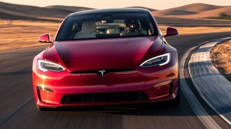 2021 Tesla Model S driving.