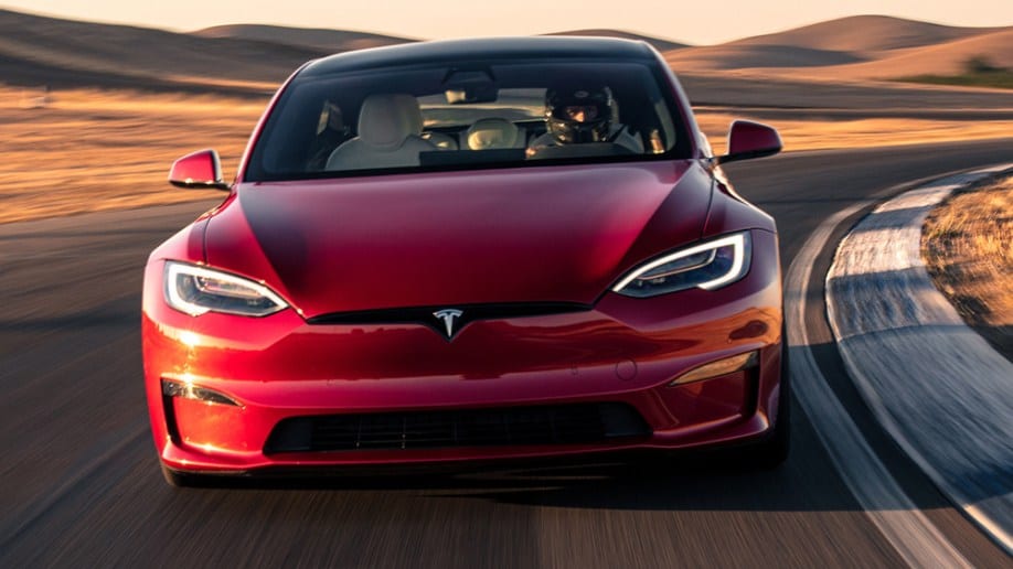 2021 Tesla Model S driving.