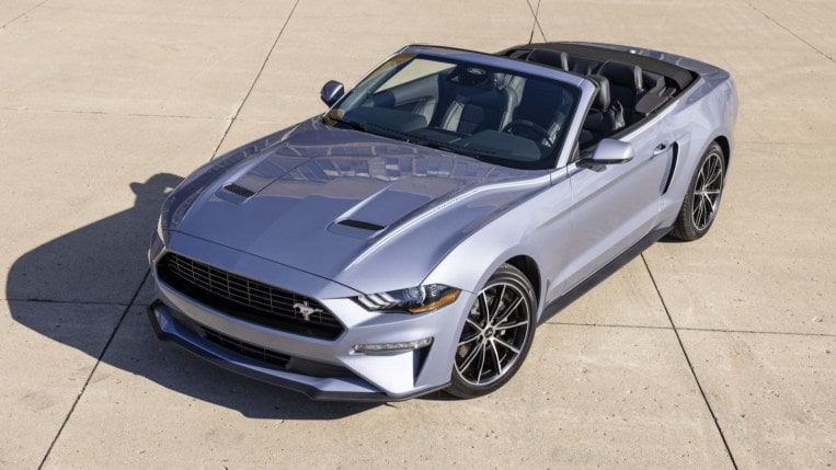 2022 Ford Mustang Coastal Edition Convertible Overhead Front Three Quarter