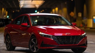 2022 Hyundai Elantra in red.