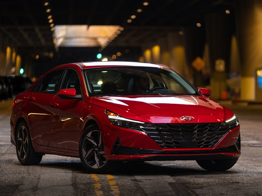 2022 Hyundai Elantra in red.
