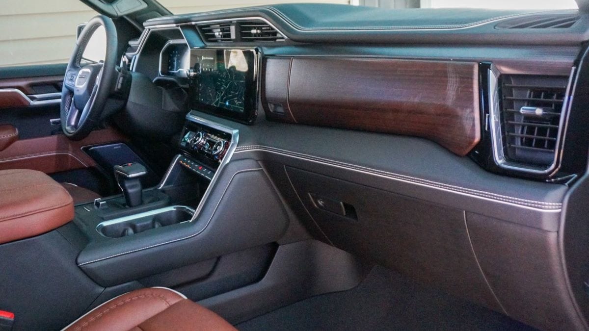 The rich interior of the 2023 GMC Sierra Denali