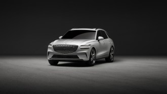 The 2023 Genesis Electrified GV70 seen from a front quarter angle