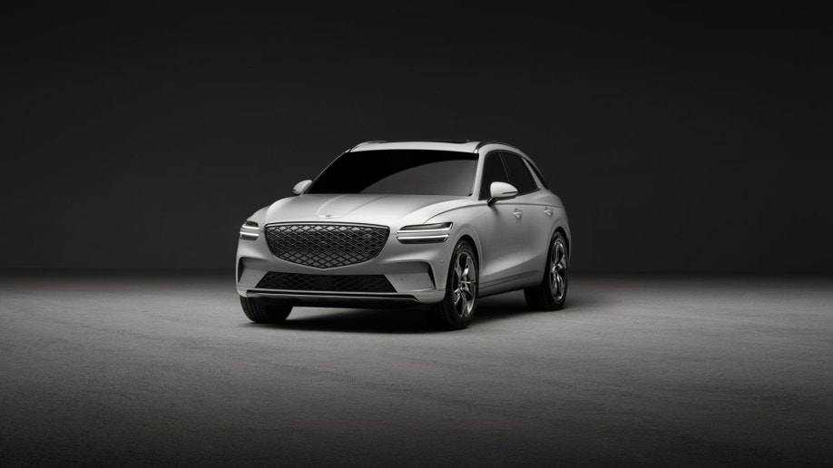 The 2023 Genesis Electrified GV70 seen from a front quarter angle