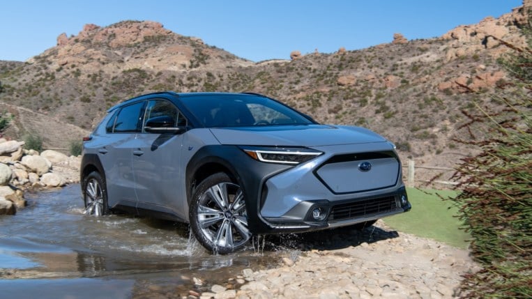 2023 Subaru Solterra Driving Front Three Quarter