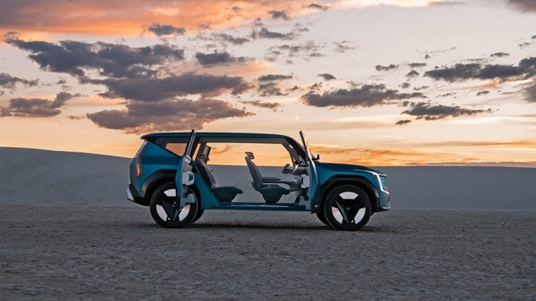 Kia EV-9 concept car with open doors