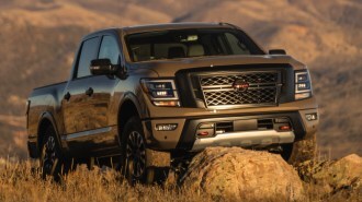 2021 Nissan Titan near rocks