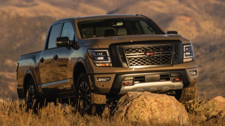 2021 Nissan Titan near rocks