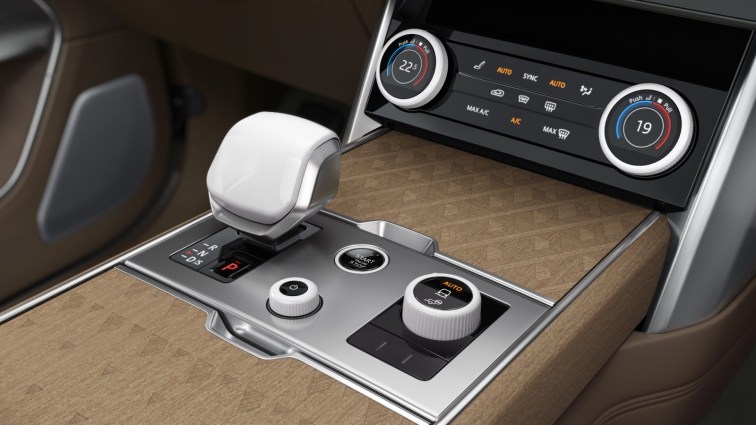 A ceramic gear shifter and mosaic trim available in the 2024 Range Rover SV Bespoke program