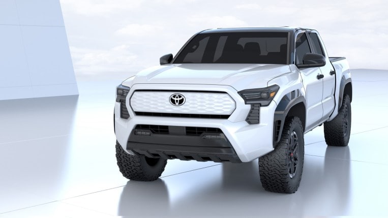 Toyota Tacoma EV concept in white.