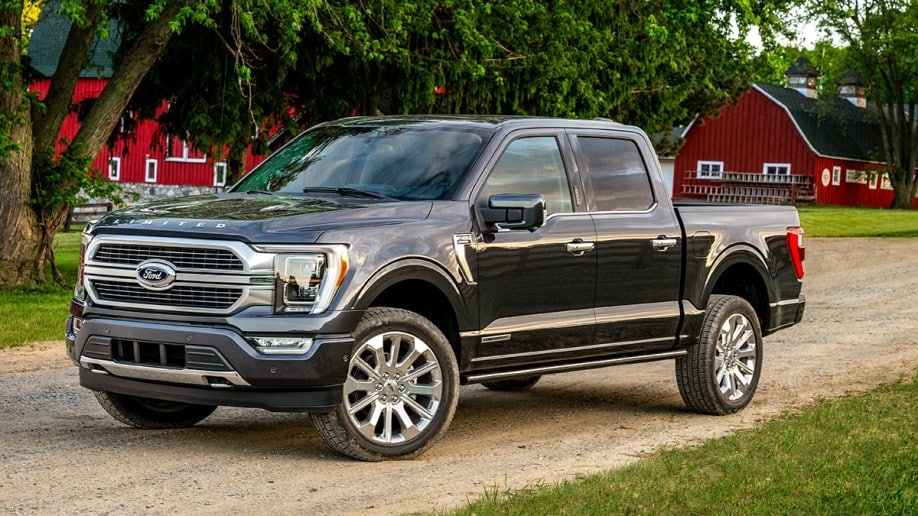 2021 Ford F-150 in black.