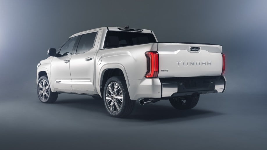 The 2022 Toyota Tundra seen from a rear quarter angle