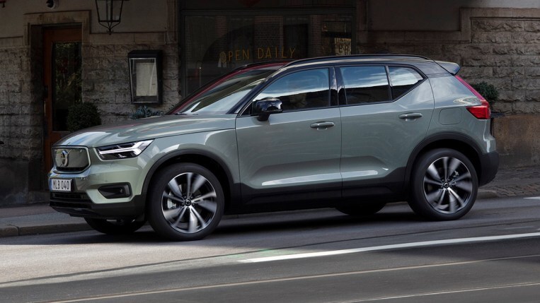 2022 Volvo XC40 Recharge in sage green.