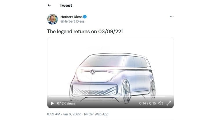 VW ID.Buzz Herbert Diess Teaser Tweet