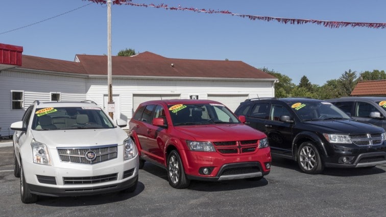 Used cars for sale at a dealership