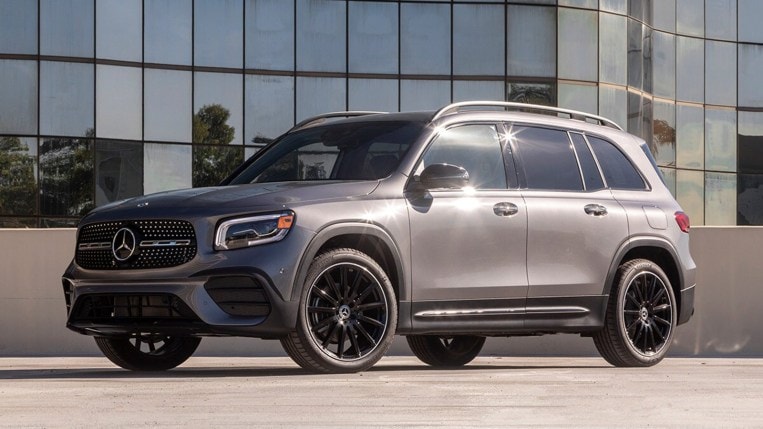 The Mercedes-Benz GLB seen from a front quarter angle