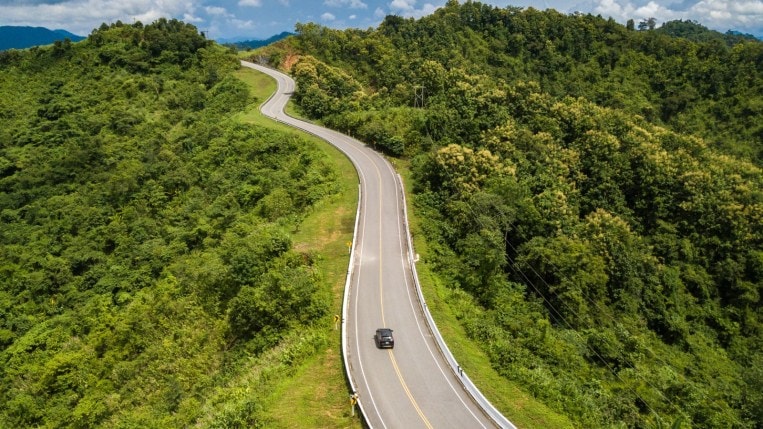 car traveling up a steep grade with air conditioning on