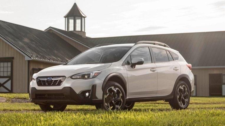 2022 Subaru Crosstrek near barn in white