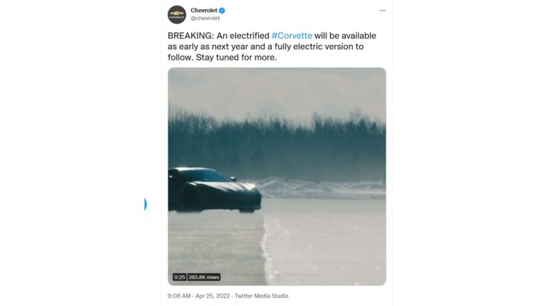 Chevy Corvette Hybrid Tweet