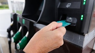 A customer buys gas with a credit card