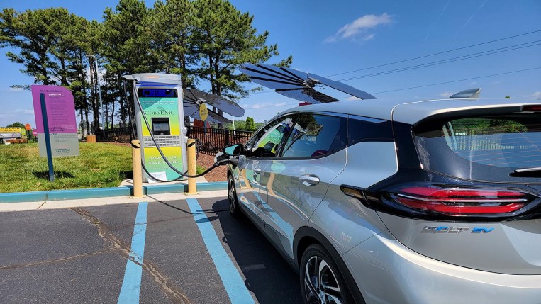 2022 Chevy Bolt at a fast charger