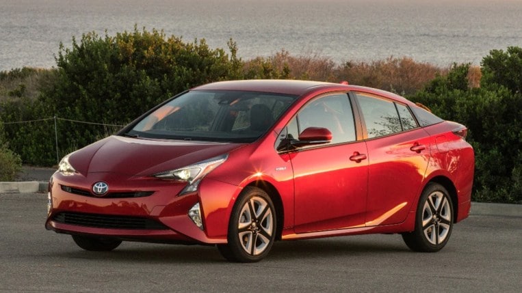 2017 Toyota Prius in red.