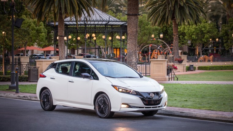 The 2023 Nissan Leaf seen from a front quarter angle