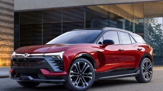 The 2024 Chevrolet Blazer EV seen from a front quarter angle