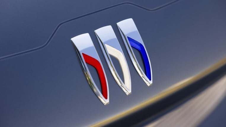 Buick's new logo, with the brand's iconic three shields now separated horizontally instead of stacked diagonally