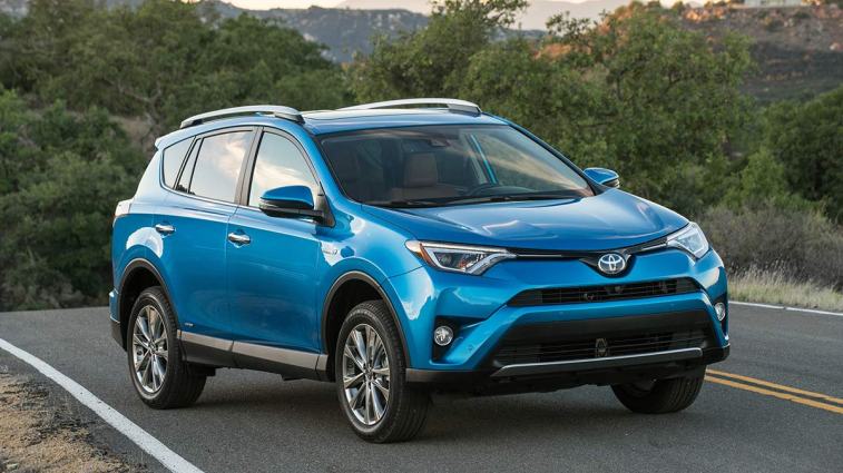 2016 Toyota RAV4 Hybrid in blue.